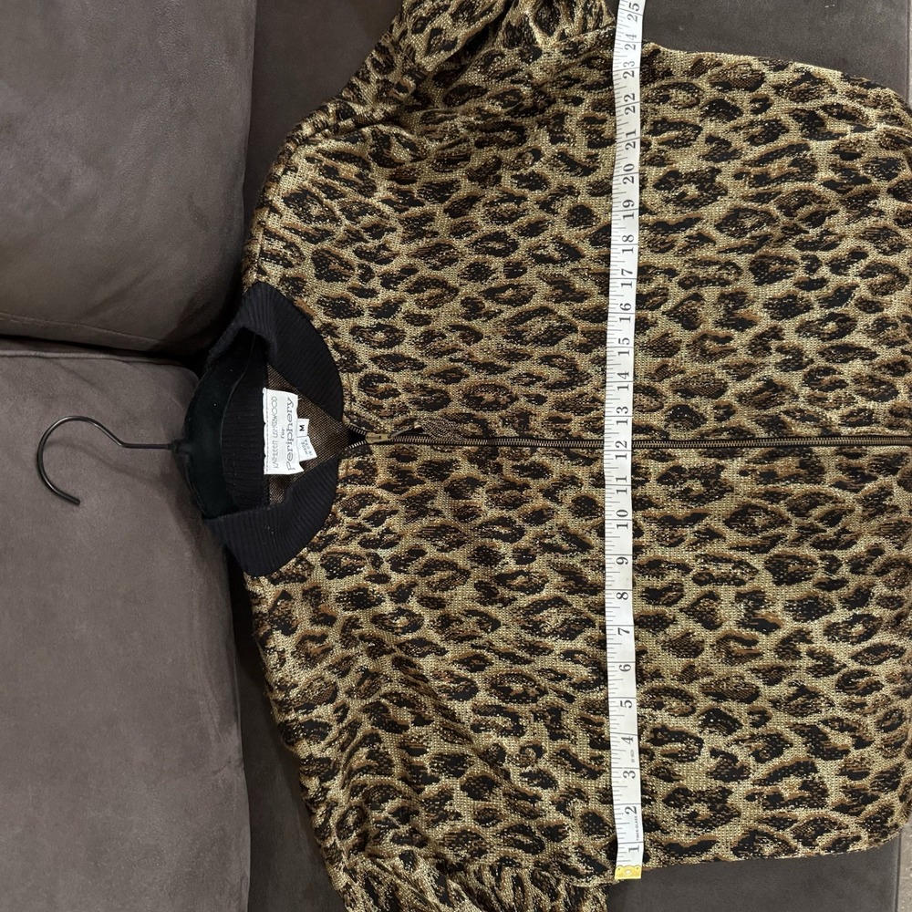 Vintage Kathleen Usherwood for Periphery Leopard  Bomber‎ Jacket Gold Black M - Picture 8 of 9